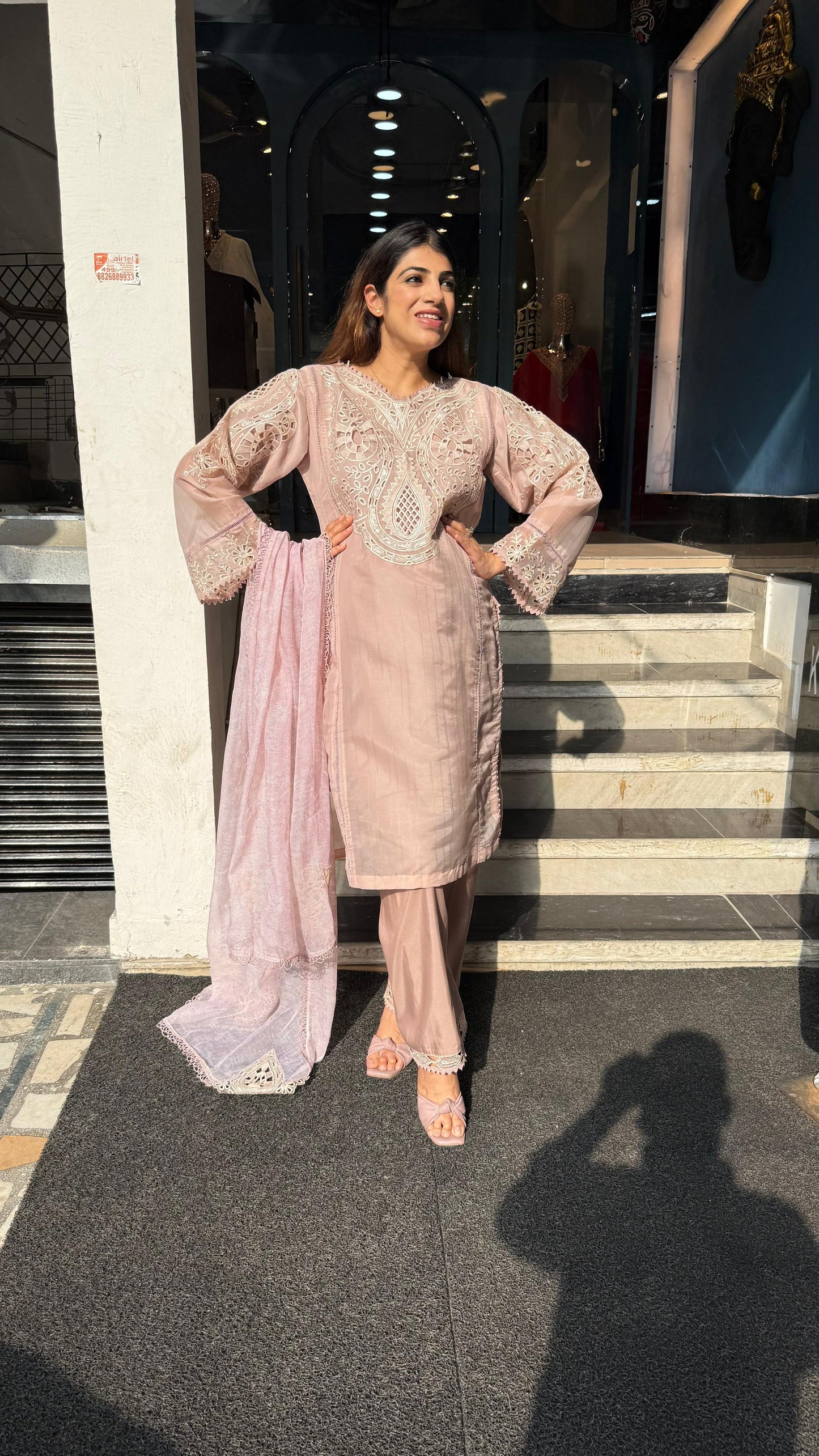 Organza Cutowork 3pc Pakistani Suit