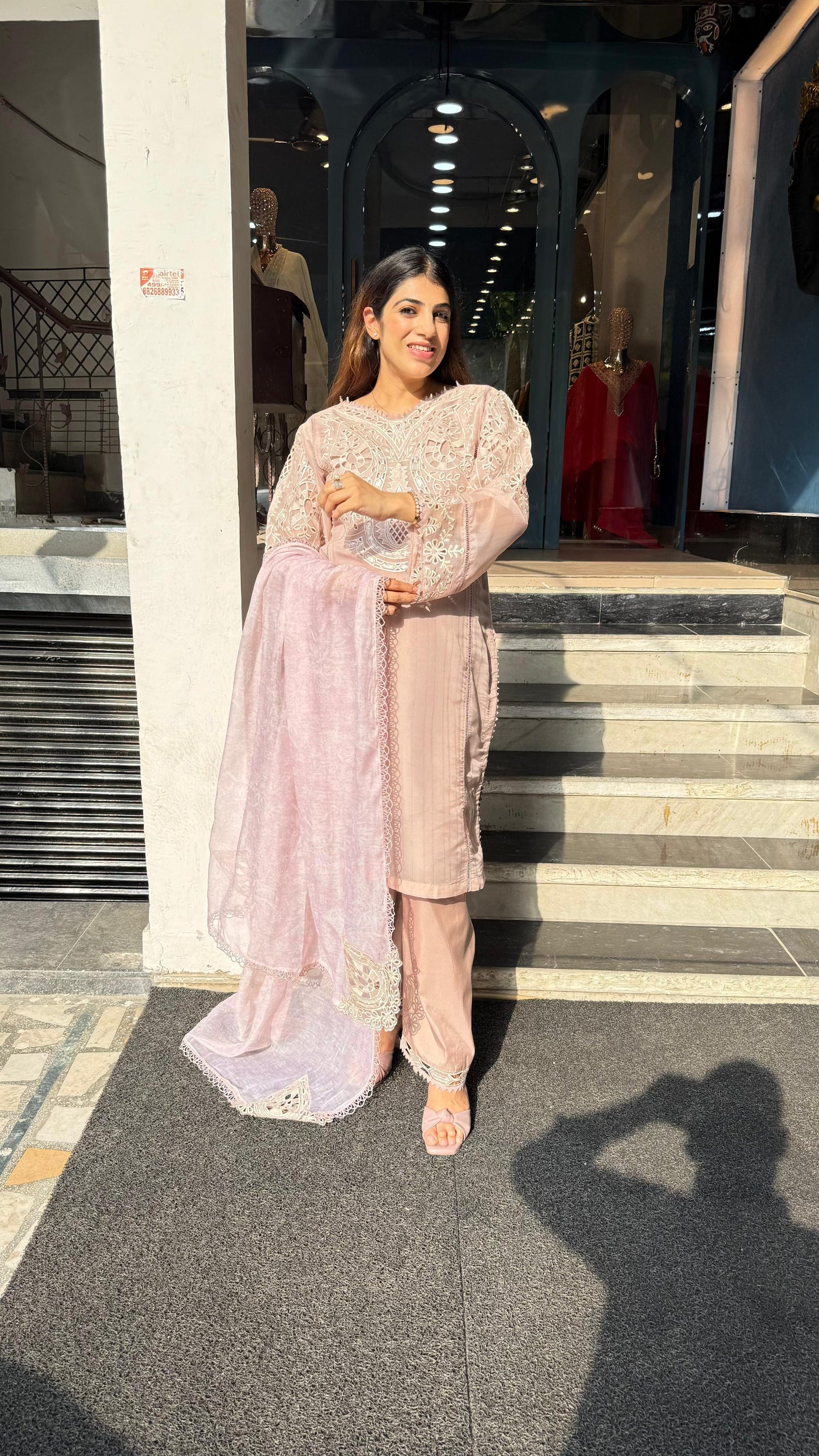 Organza Cutowork 3pc Pakistani Suit