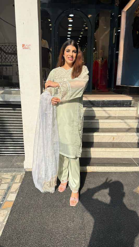 Organza Cutowork 3pc Pakistani Suit