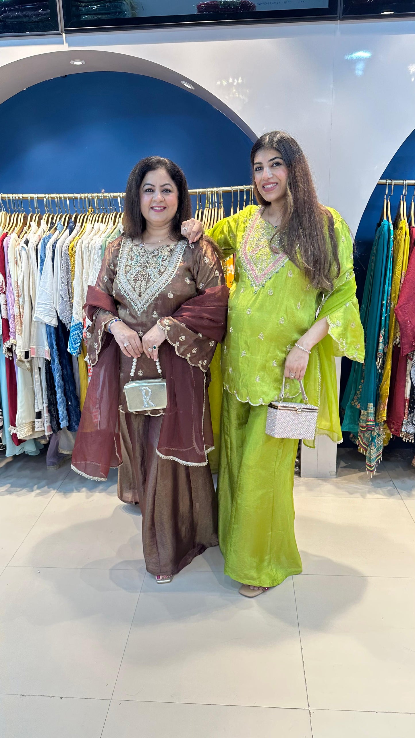Pura Organza 3pc Suit with Complete Handwork on Front & Back with Kali Palazoo