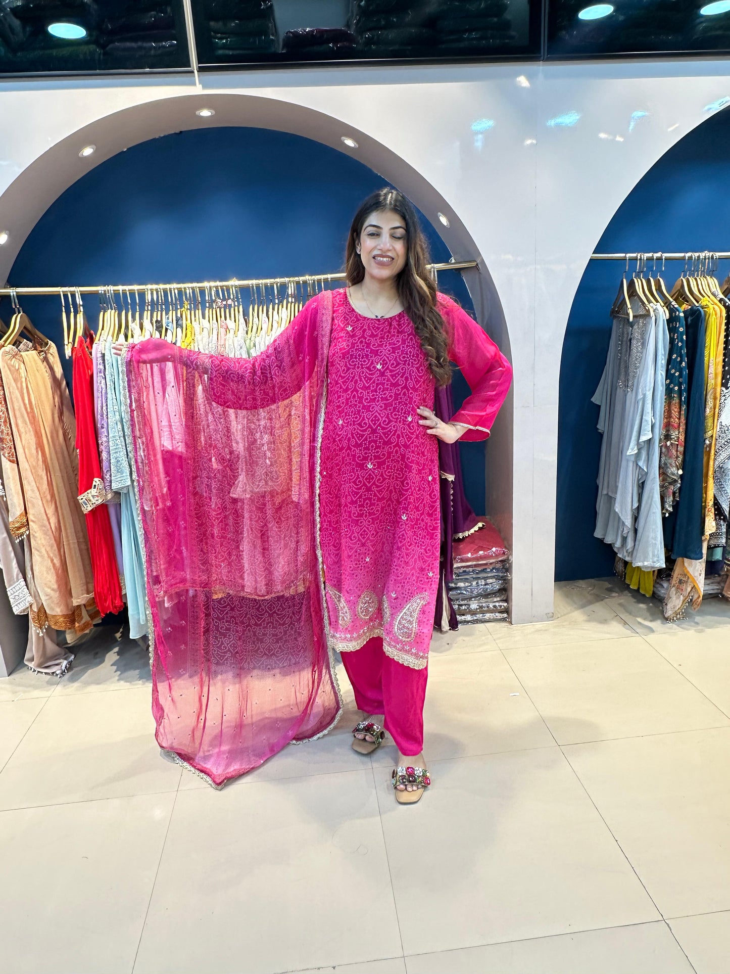 Bandhni Organza 3pc Suit