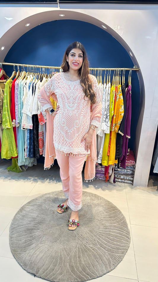 Pure Viscose Georgette Pearl Work Pakistani Set