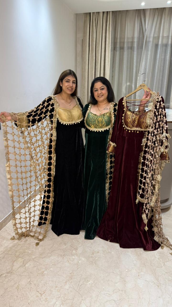 Banarsi detail anarkali with jaal dupatta