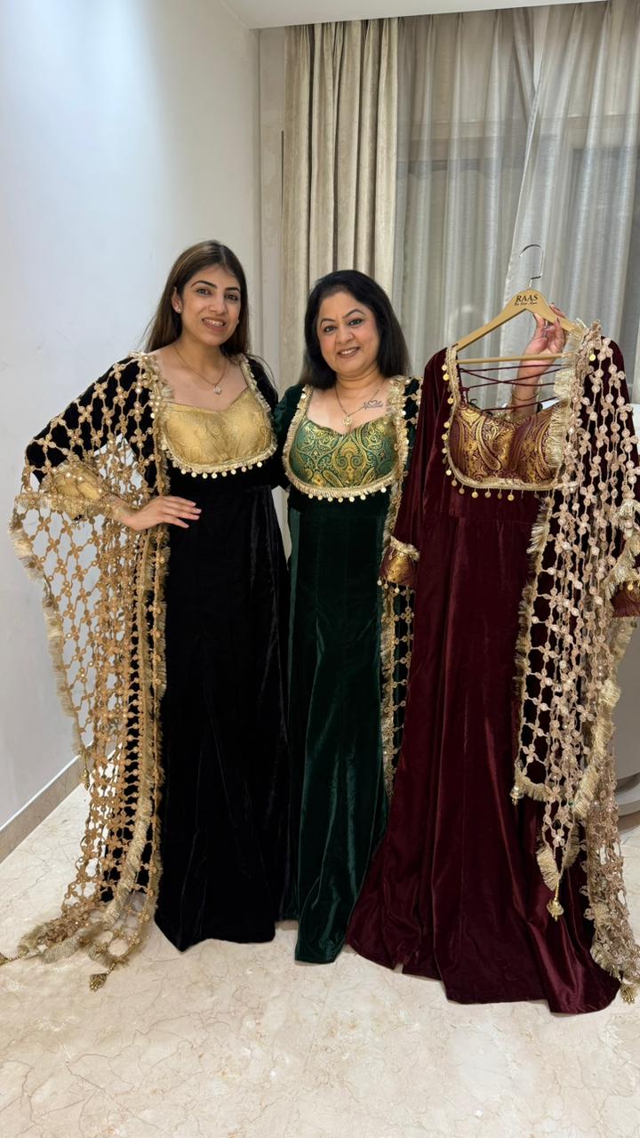 Banarsi detail anarkali with jaal dupatta