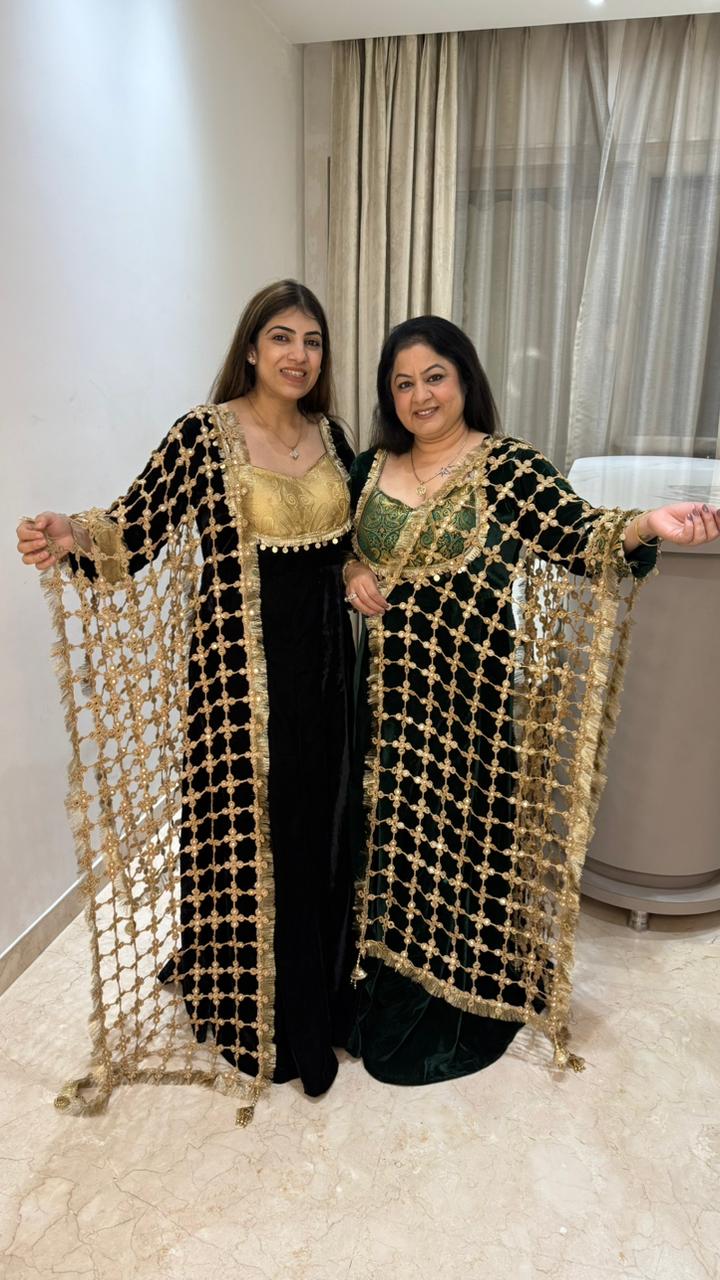 Banarsi detail anarkali with jaal dupatta