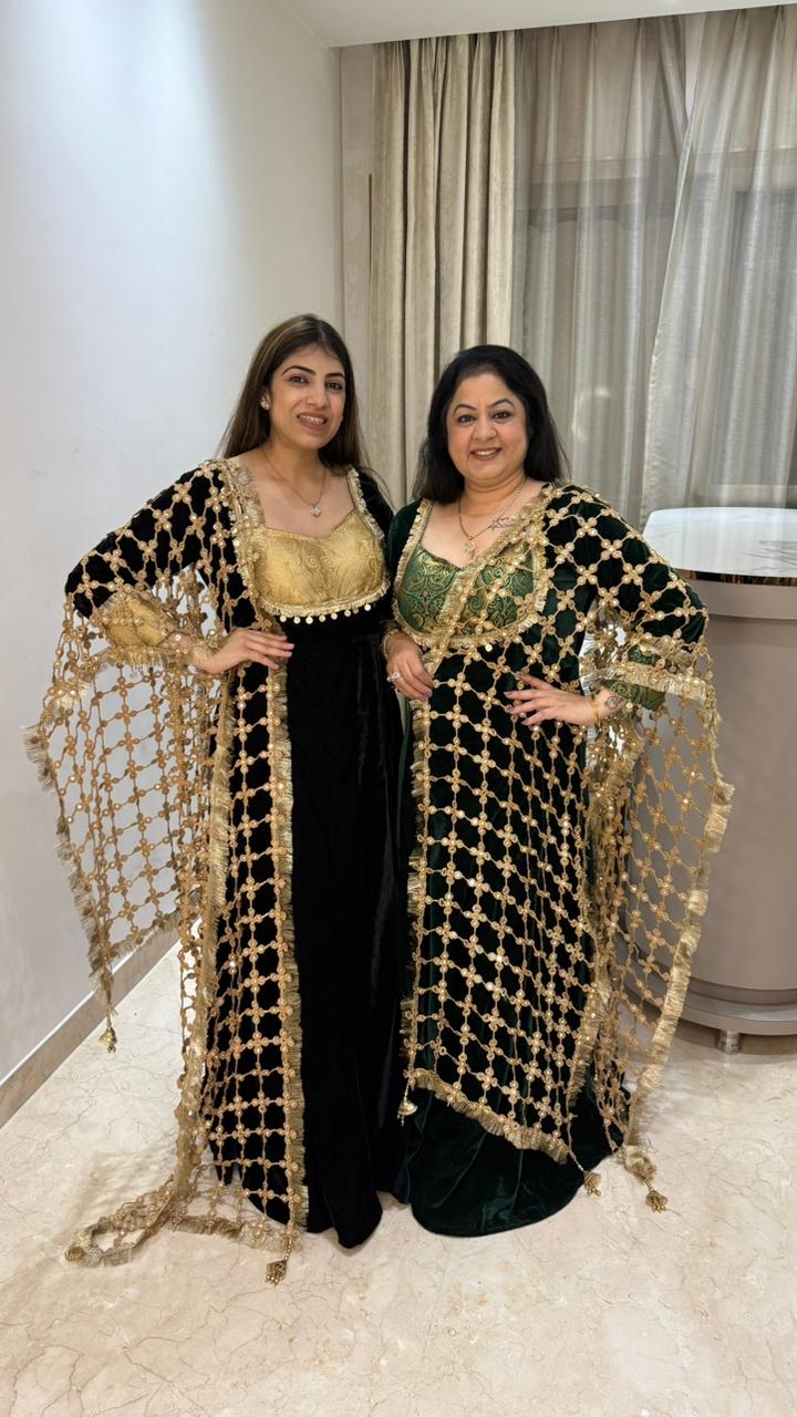 Banarsi detail anarkali with jaal dupatta