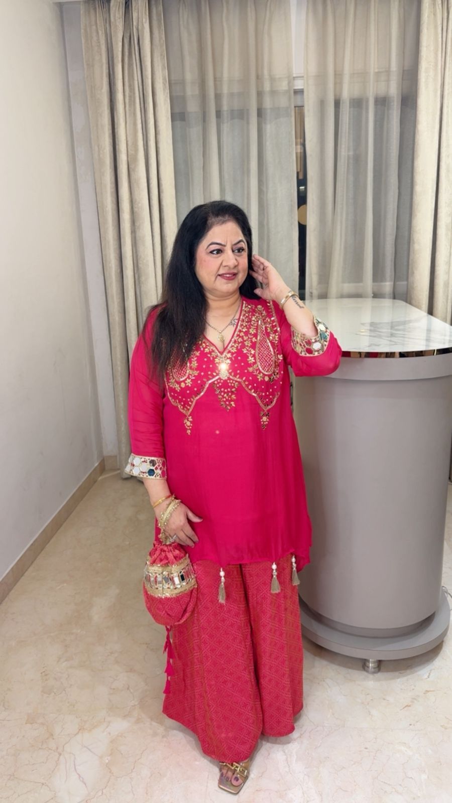 Indo-western set with handwork on shirt Paired with brocade palazoo and inner