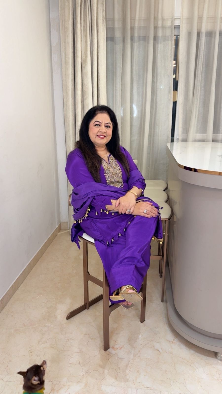 Pure crepe farshi salwar set with handwork