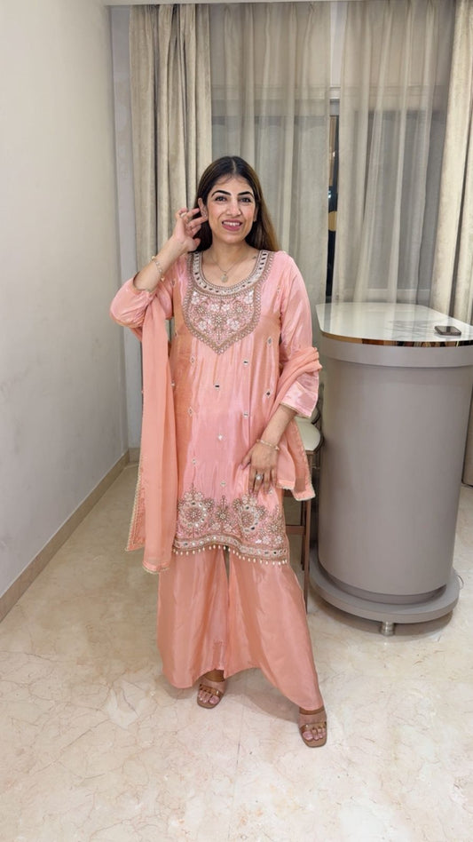 Shimmer tissue 3 lc suit with handwork