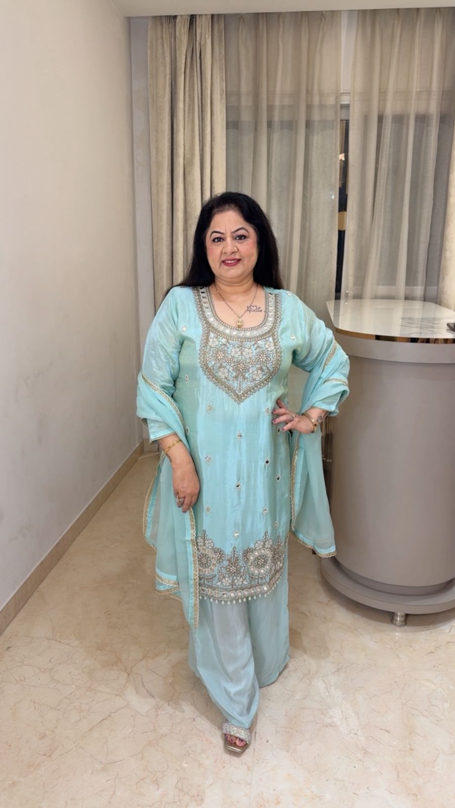 Shimmer tissue 3 lc suit with handwork