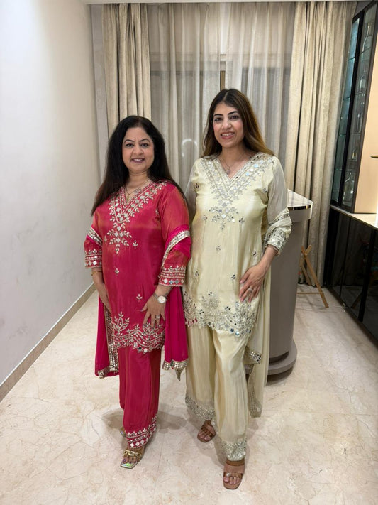 Simmar tissue 3pc,partywear suit all original mirror work