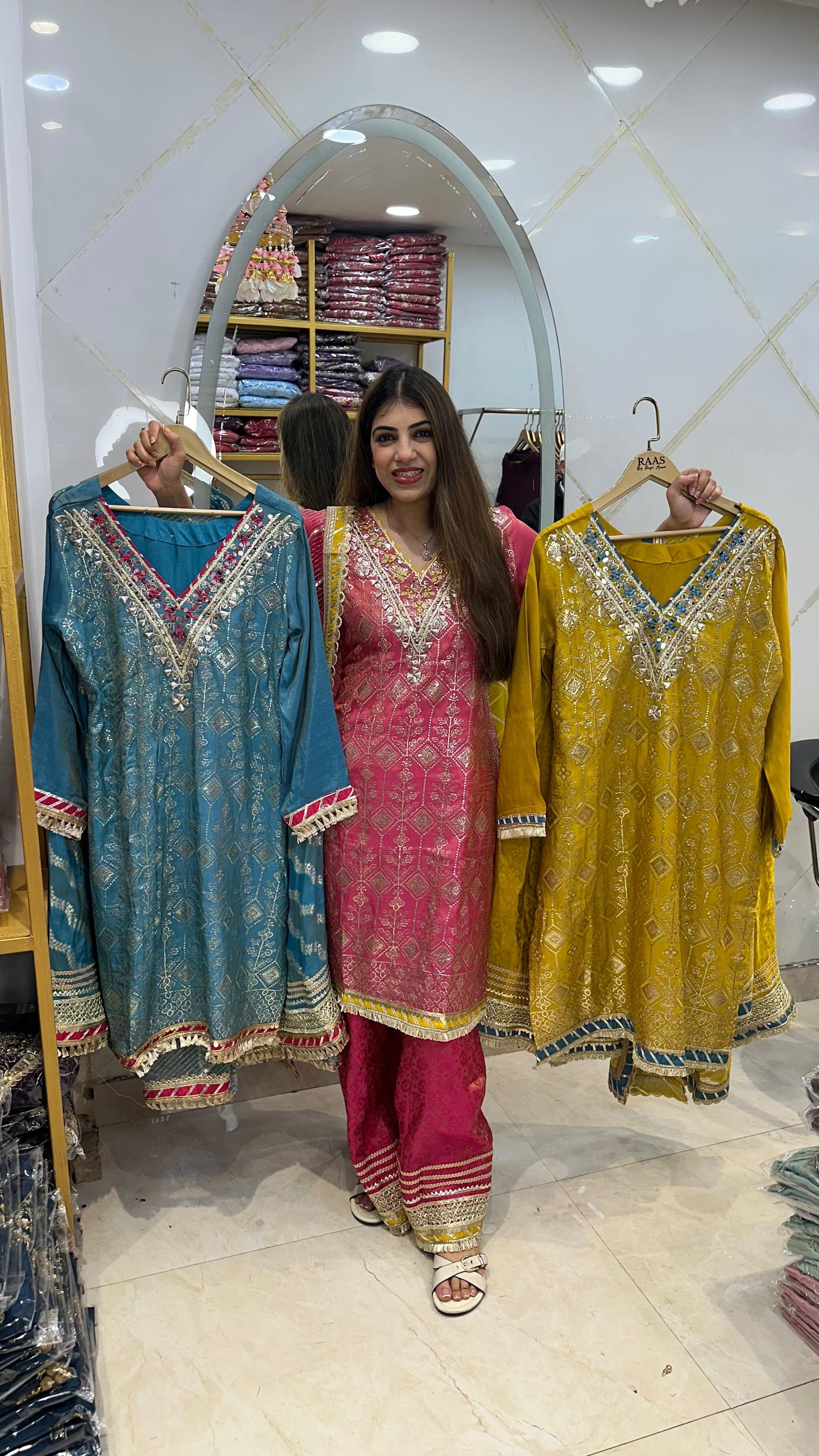 Banarasi simmar fabric 3pc, partywear suit with plazo