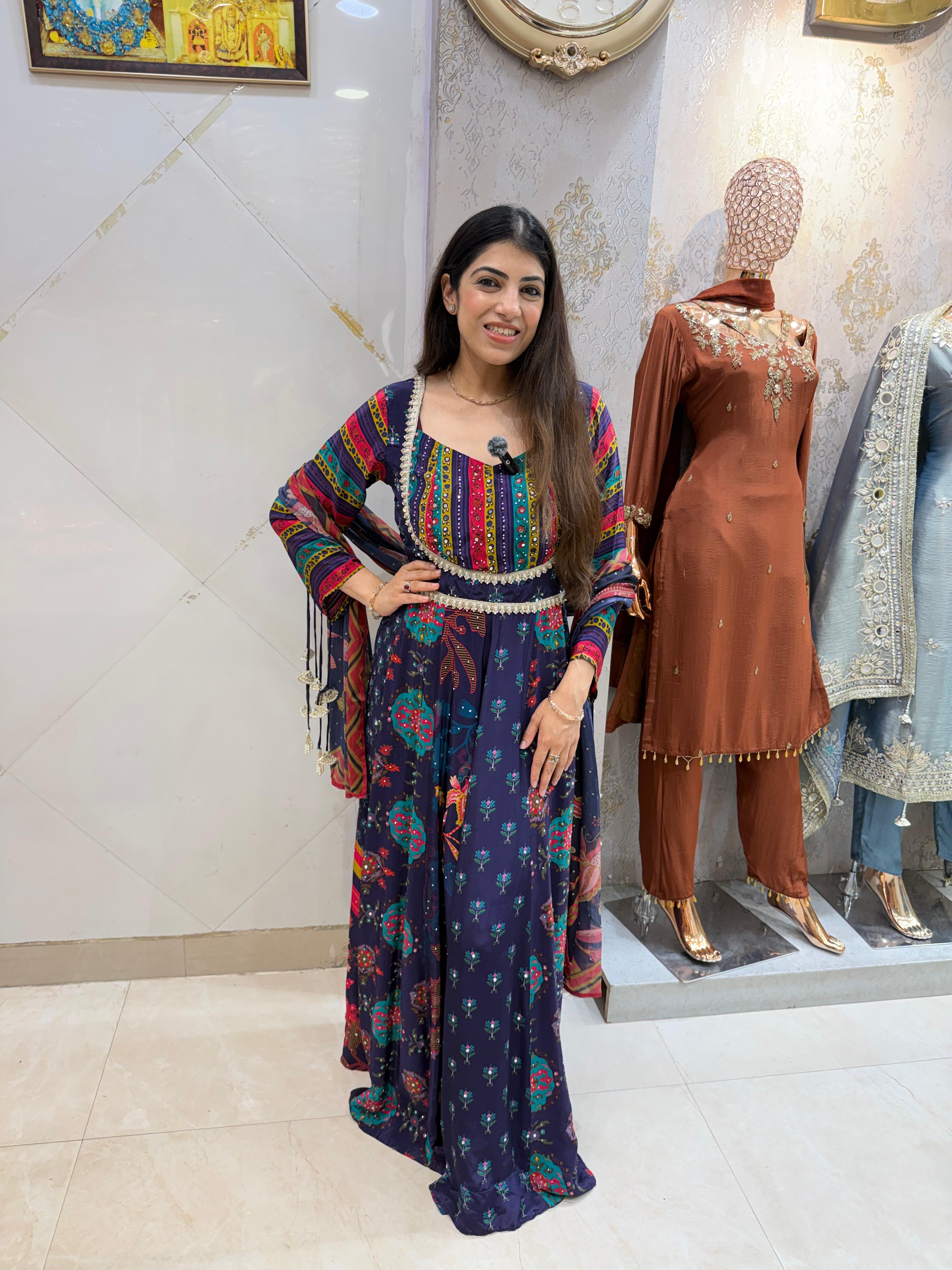 Pure digital crepe,Long anarkali set & dupatta