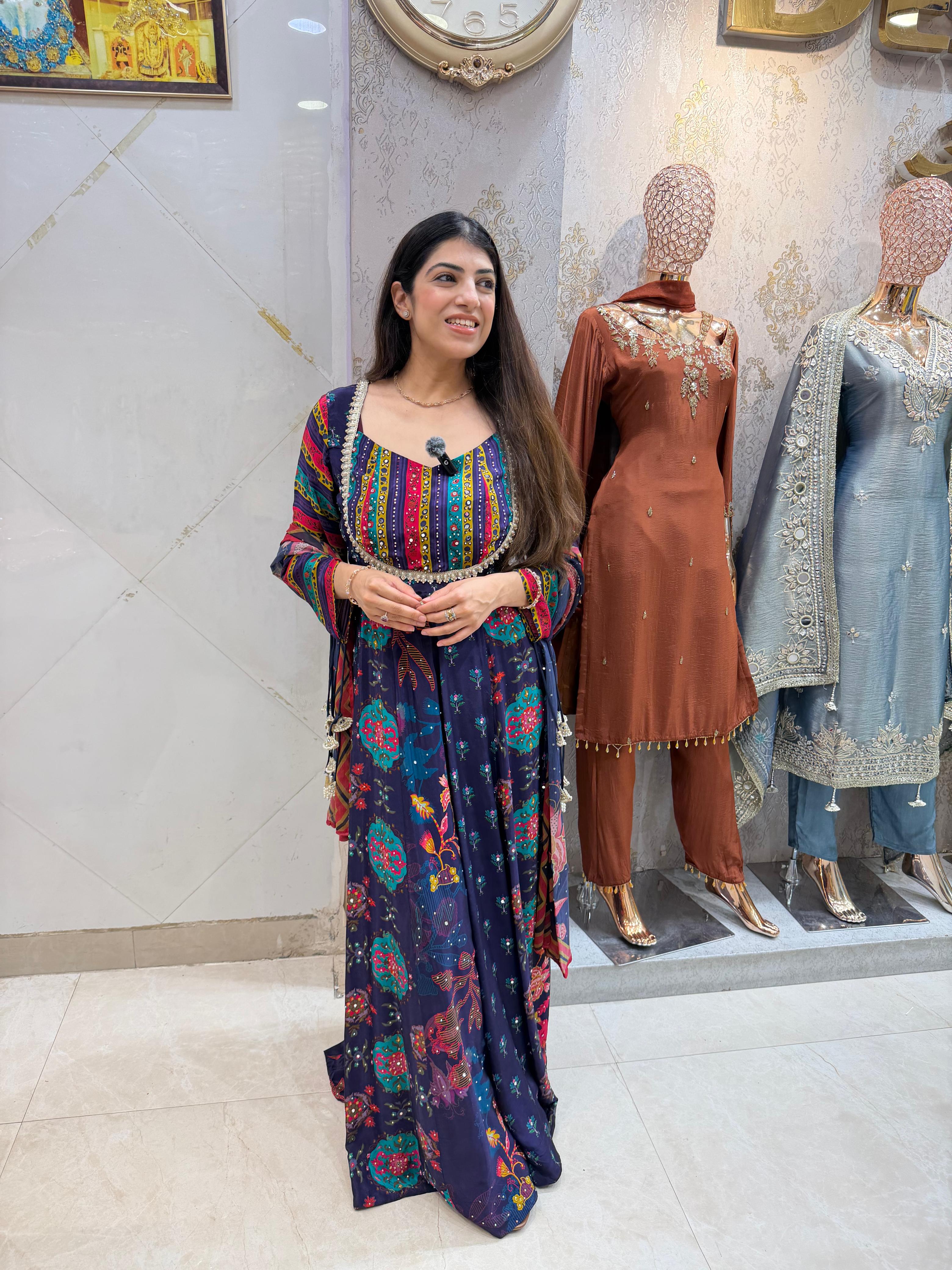Pure digital crepe,Long anarkali set & dupatta