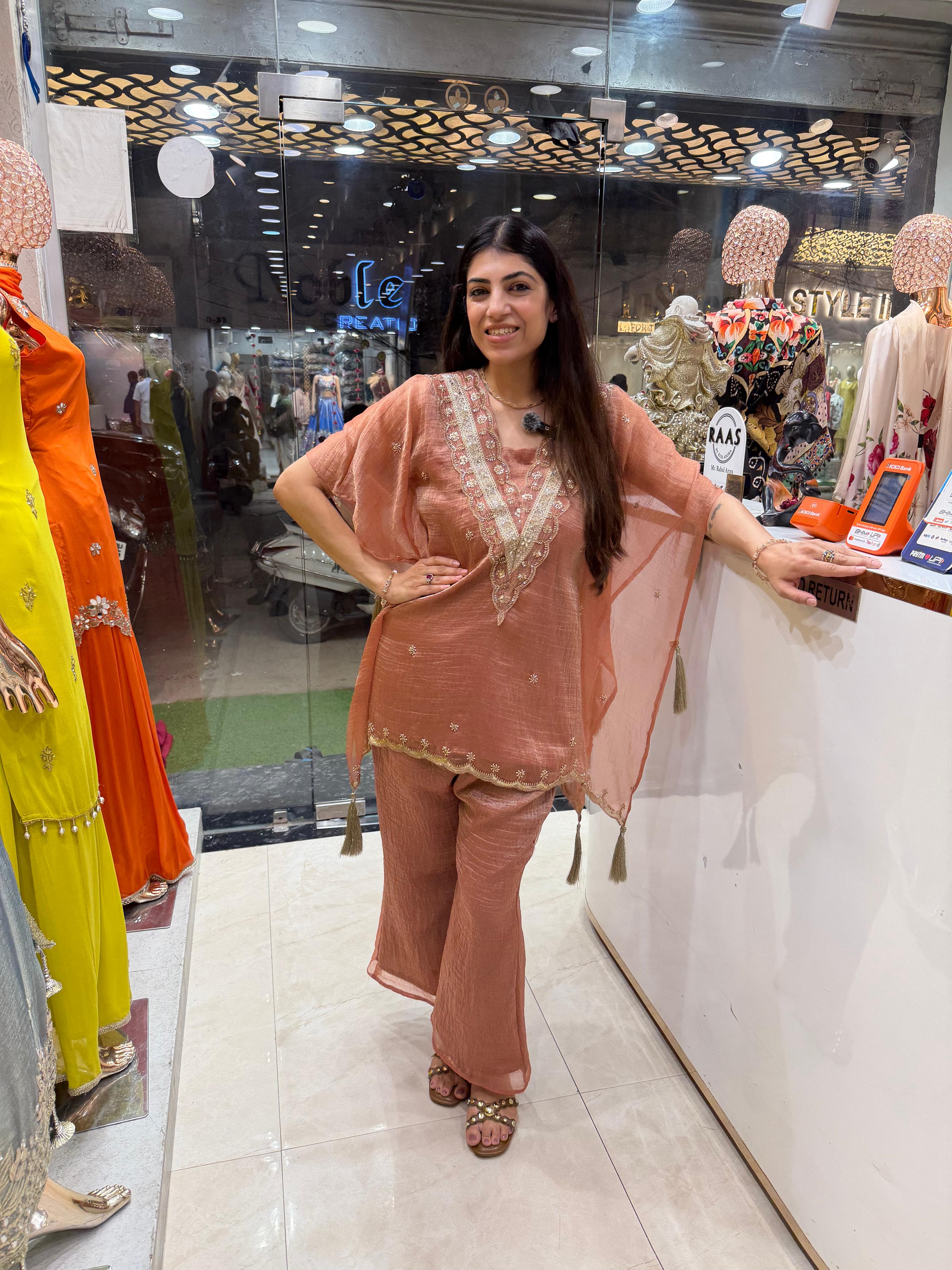 Crushed shimmer 2,peice Kaftan set